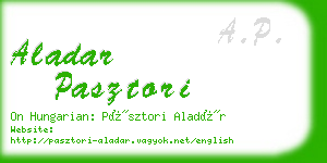 aladar pasztori business card